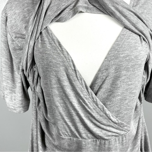 Smallshow modal spandex blend scoop neck heather gray nursing top, size XL. - Picture 2 of 8